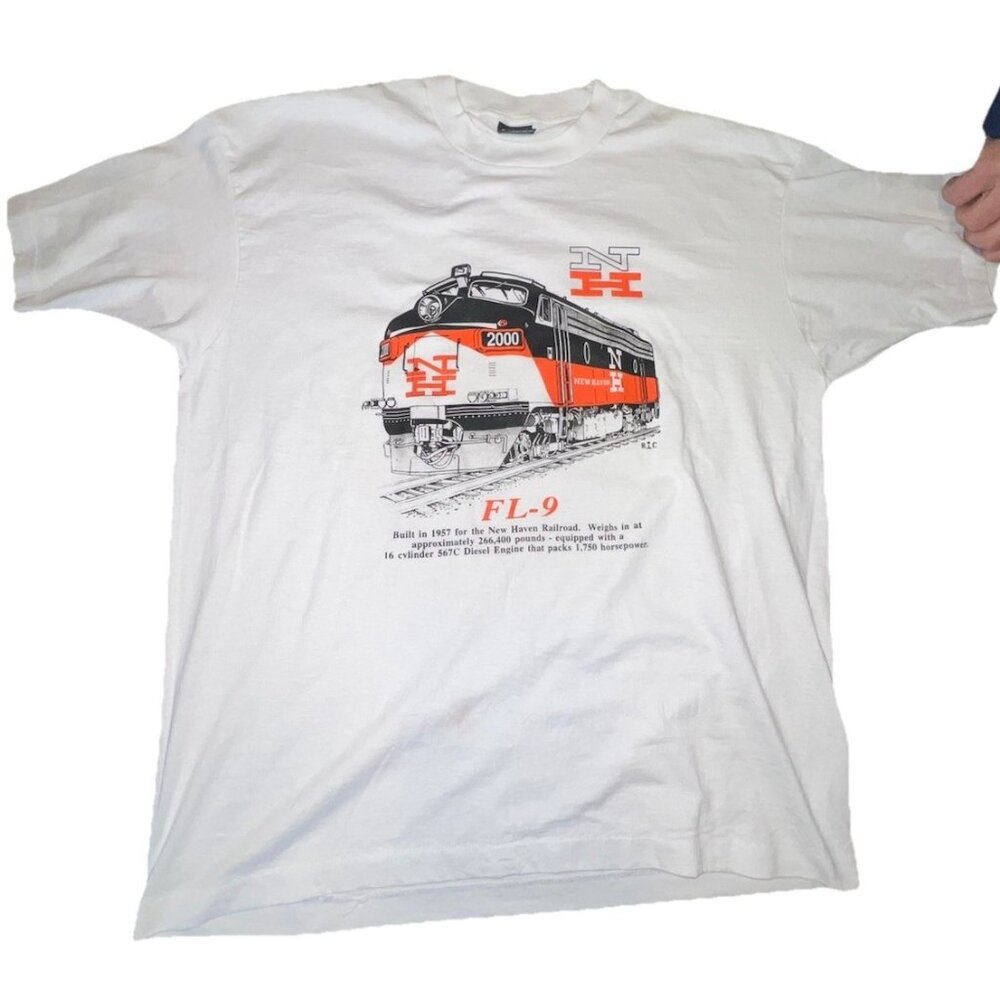 Vintage New Haven Railroad FL-9 Locomotive T-Shirt XL USA Made